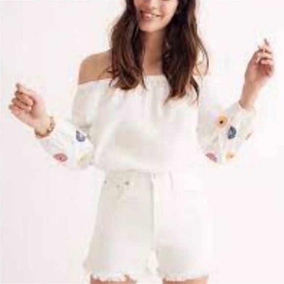 Madewell White Boho Off Shoulder Floral Top - NWT - Picture 3 of 6